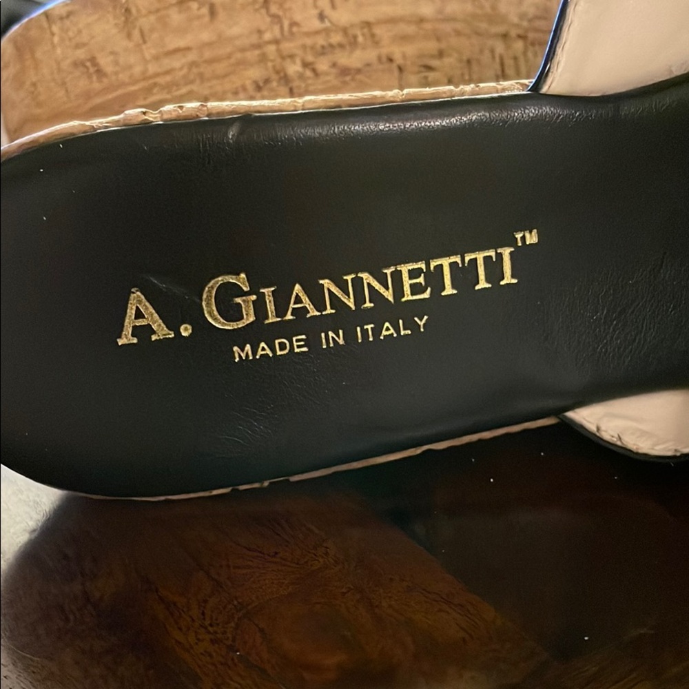 A. Giannetti Black Crisscross Sandals with Wedge Heels. - Picture 11 of 12